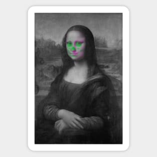 Monna Lisa Skull Interactive Magenta&Green Filter T-Shirt #2 By Red&Blue Sticker